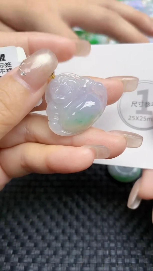 颈饰18K金镶嵌翡翠天然缅甸A货翡翠百元以上9元证书费自理