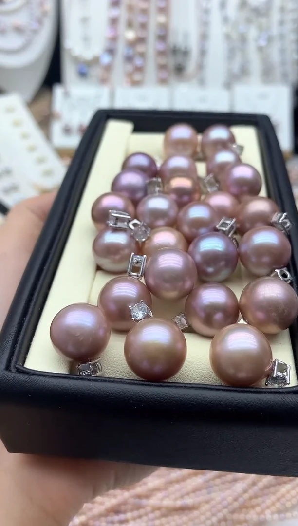 淡水珍珠银S925镶嵌吊坠(不含链)多样性发其一13mm