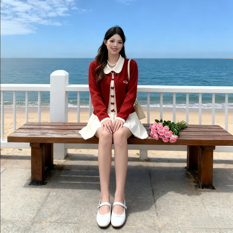 【大码】冬季穿搭微胖女装假两件套头针织毛衣服饰女秋冬设计1300