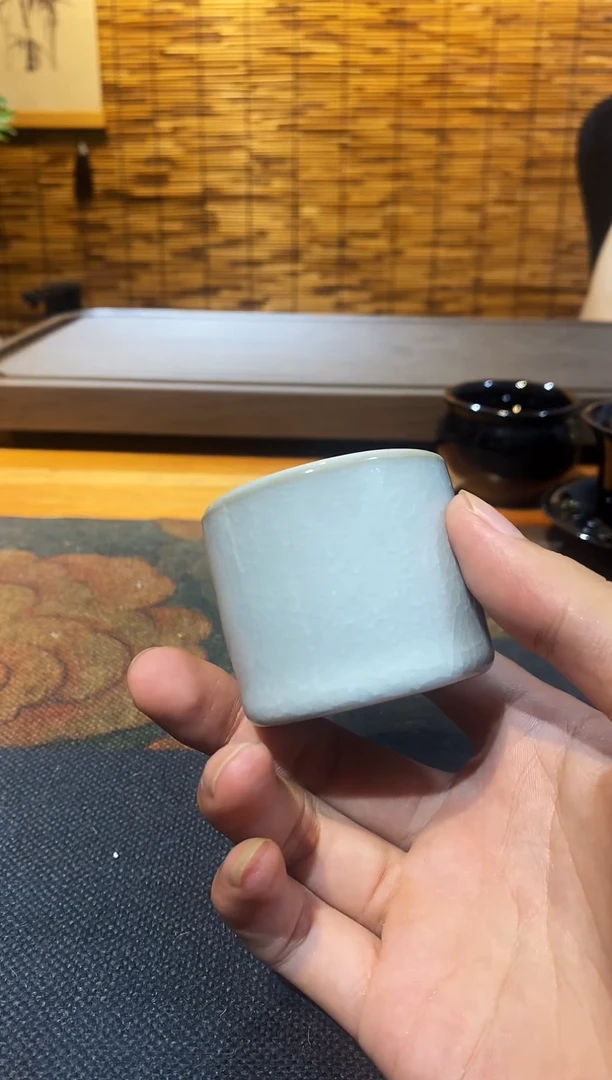 山隐青瓷气烧杯子  扳指杯 白釉  20CC