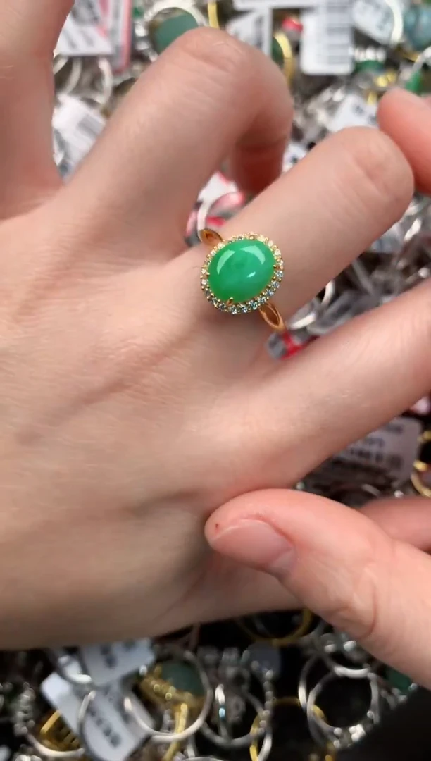 银S925镶嵌戒指翡翠2222-2