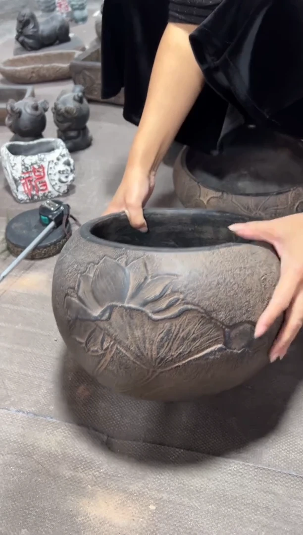陶土【火山泥】荷缘缸