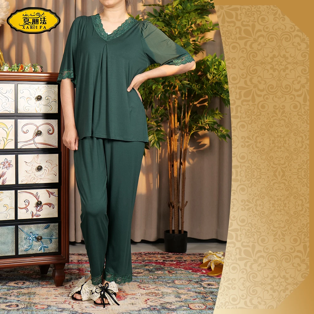 xarifa莫代尔烫钻女士大码睡衣套装两件套家居服宽松舒适923