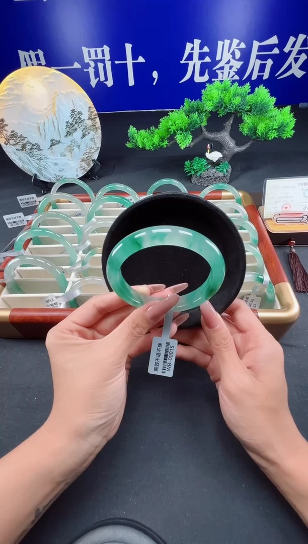 未镶嵌手镯石英质玉（非洲翠）圈口64