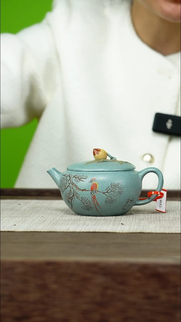 茶壶紫砂紫砂工艺厂T358 大彬鸡蓝段 寿桃 180cc