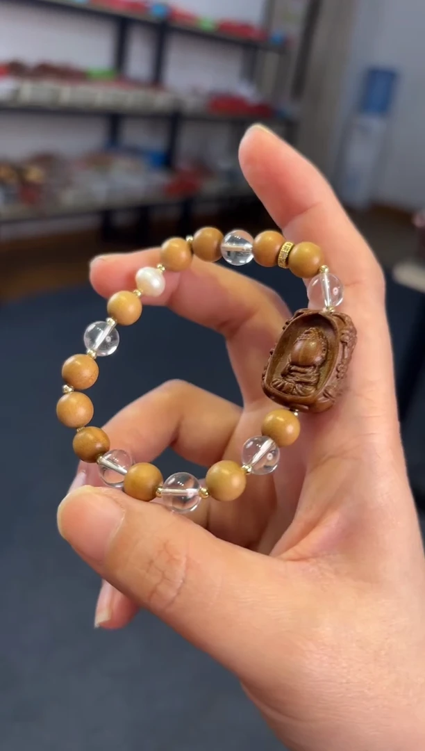 未镶嵌手链水晶8mm老山檀白水单圈