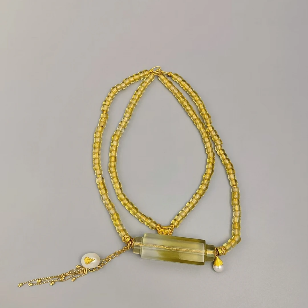 老黄晶18K金设计款毛衣链