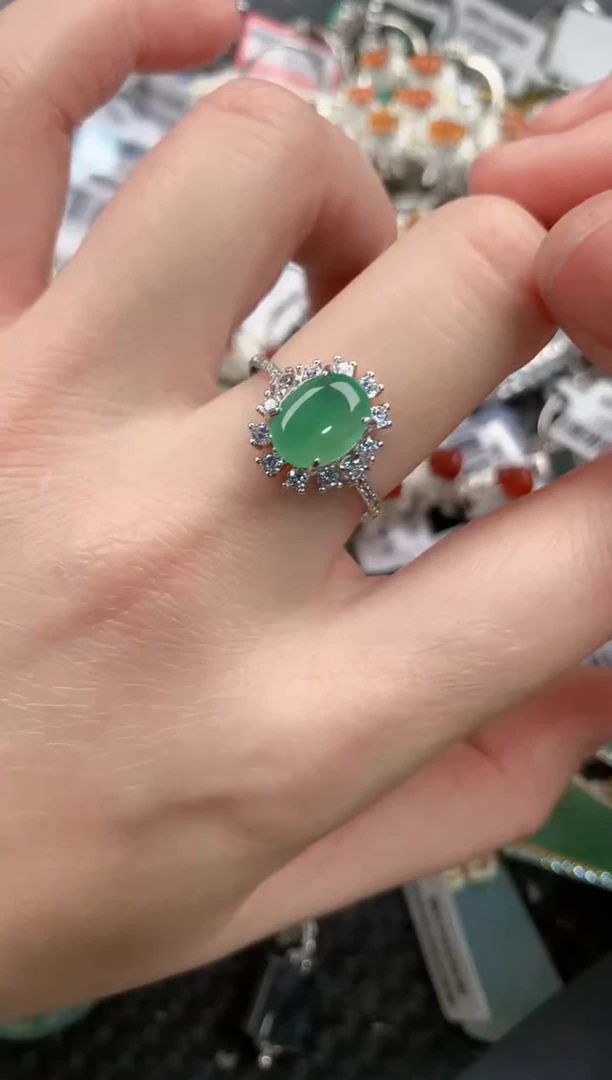 银S925镶嵌戒指翡翠1212---2