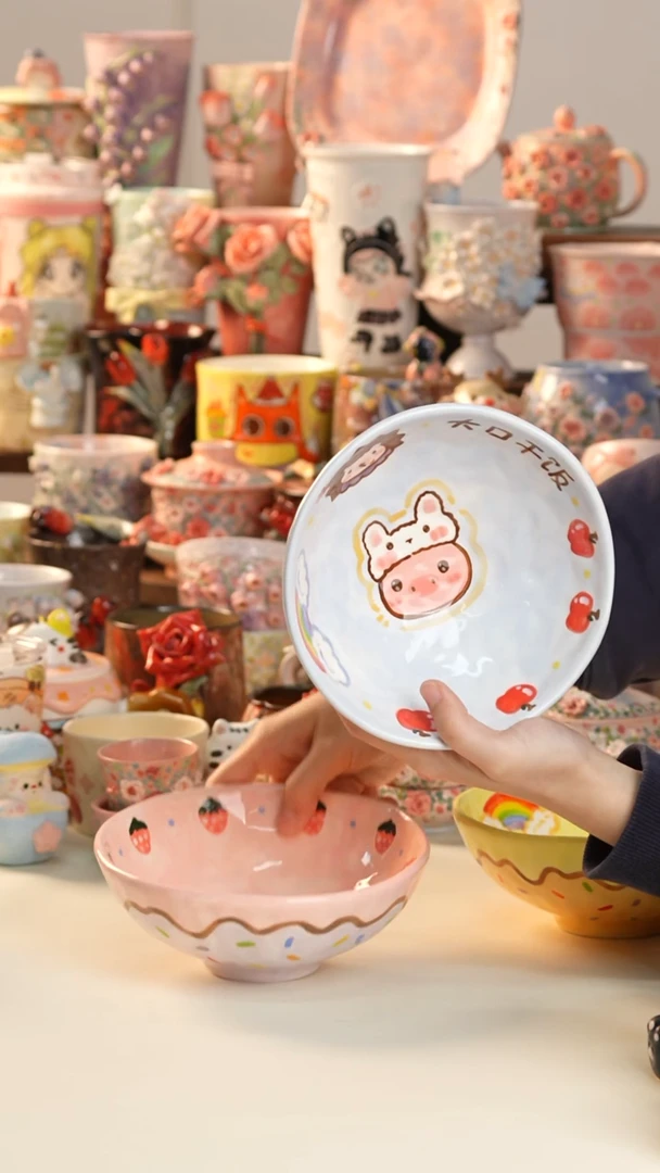 摆件陶景德镇釉下彩手绘设计师款陶瓷