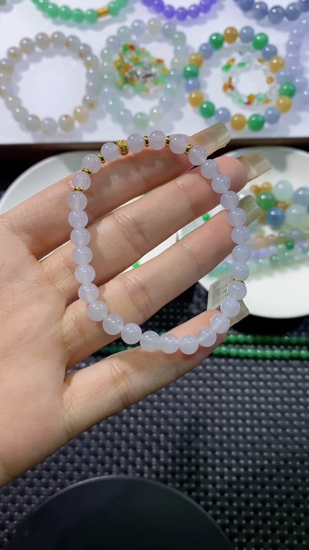 散珠翡翠卡5.8白月光手串