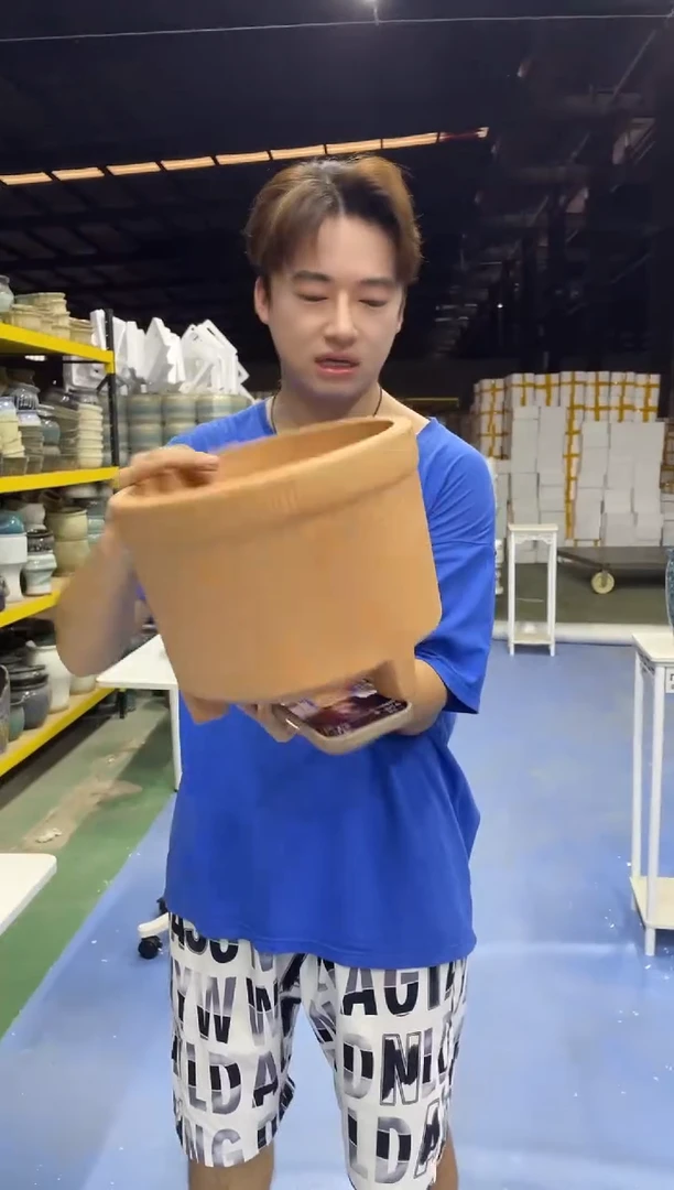 宜兴紫砂粗陶花盆20*24