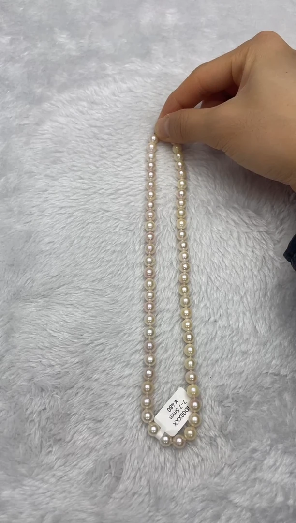 项链银S925镶嵌海水珍珠AK羽皇金7-7.5mm