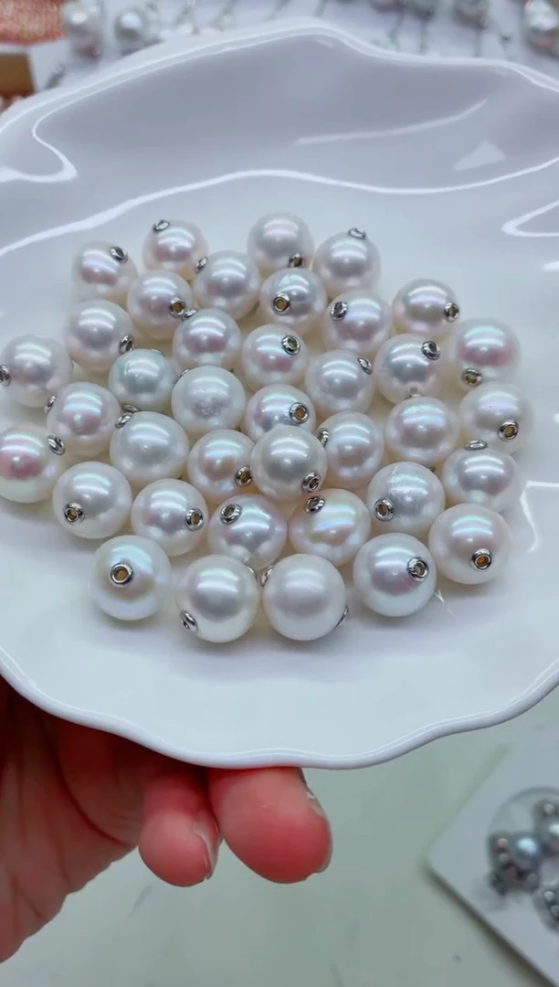 淡水珍珠银S925镶嵌吊坠(不含链)多样性发其一，非无暇