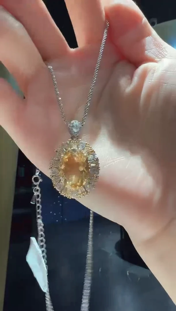 【闪购商品】水晶吊坠(赠链)银S925镶嵌68】