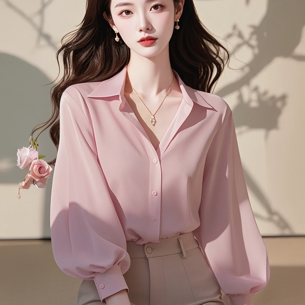 时尚雪纺衬衫女春秋2025新款宽松显瘦防晒衬衣百搭薄款洋气质上衣