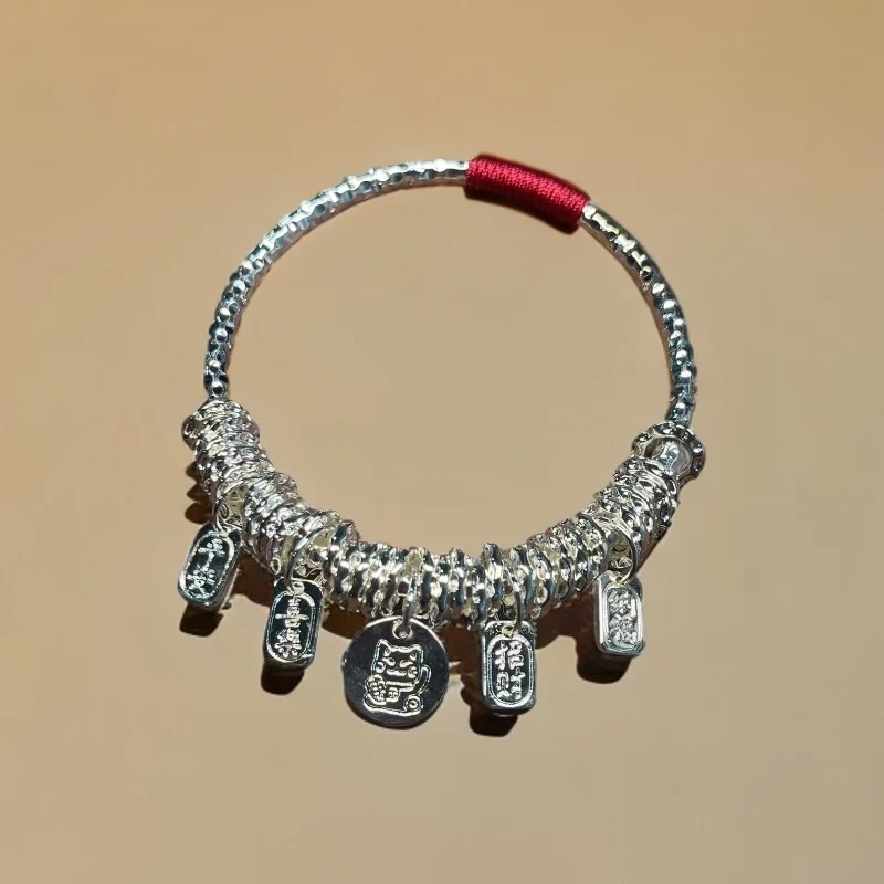 实心精品手饰  银饰品红绳盘缠手环（无礼盒） 022