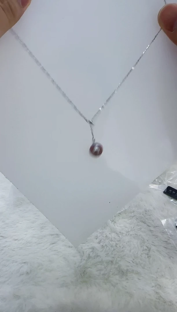 银S925镶嵌淡水珍珠DA紫珠Y链 y118
