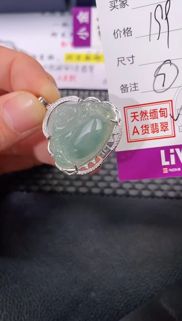 颈饰银S925镶嵌翡翠蔚挂件