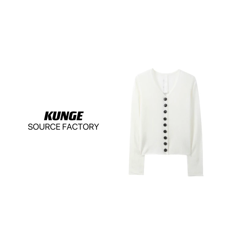 KUNGE-气质长袖白色轻奢纯色设计师秋冬秋季-8533