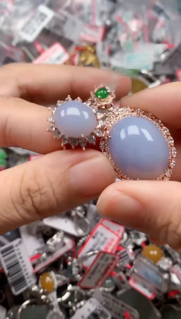 银S925镶嵌戒指翡翠天然A货缅甸翡翠