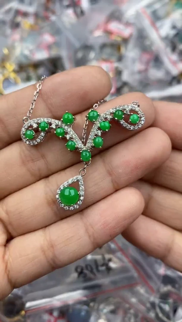 银S925镶嵌戒指翡翠2222----7
