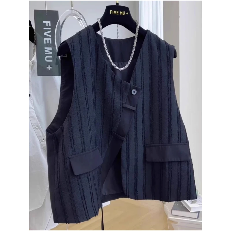 【薇哥内部自营】春秋季欧货小众斜门襟短款潮流西装马夹背心外套