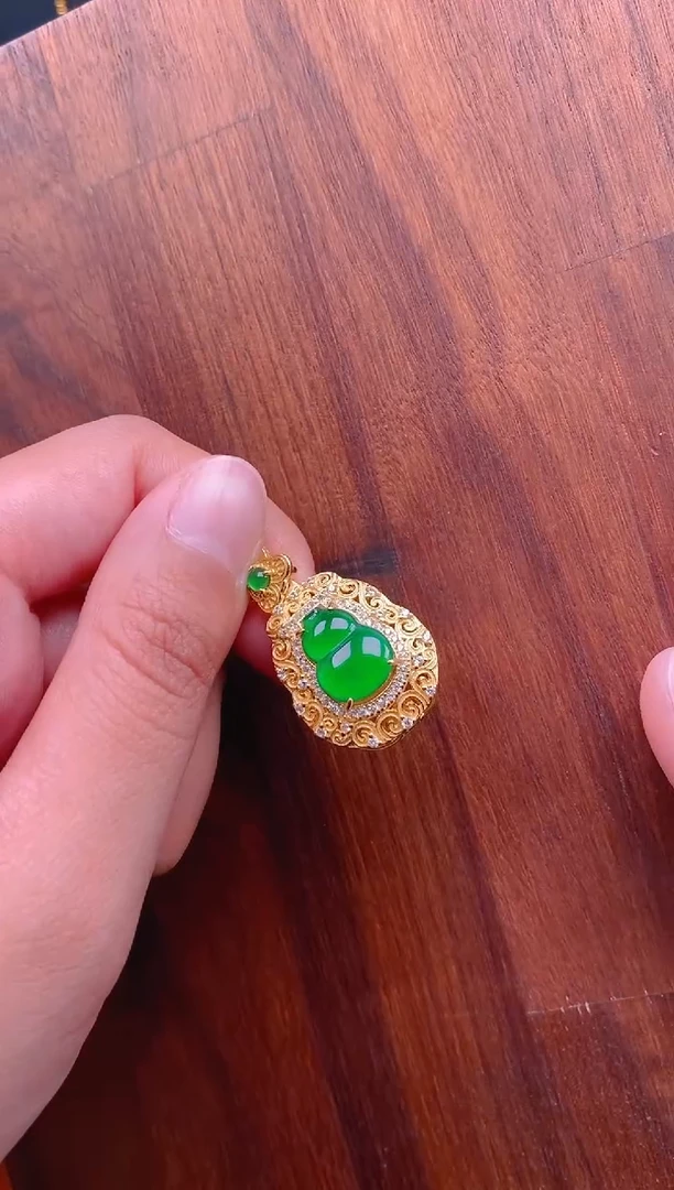 【闪购商品】翡翠吊坠(不含链)银S925镶嵌葫芦吊坠