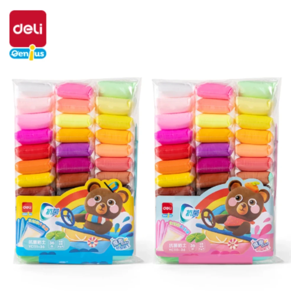 得力YC111袋装黏土儿童超轻粘土玩具手工橡皮泥3C认证多色