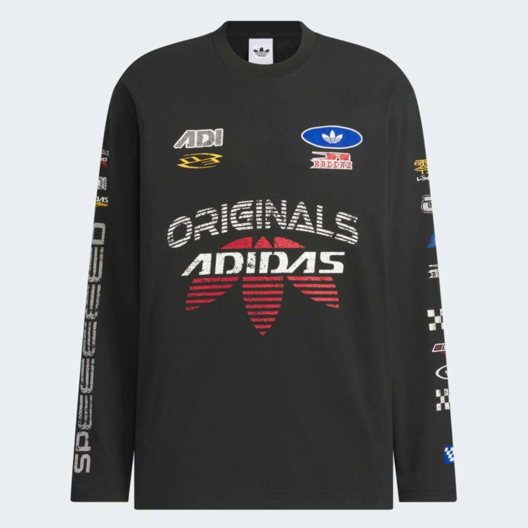 【滔搏联动】阿迪达斯MOTO LONGSLEEVE赛车风运动宽松长袖T恤KH1199