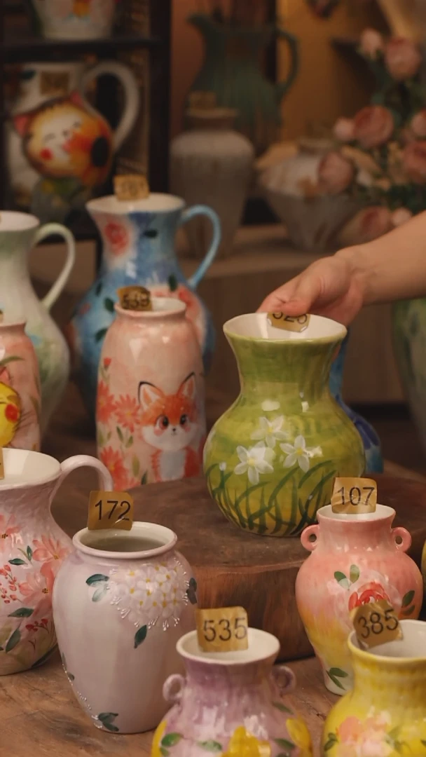 陶瓷景德镇设计师手作花器摆件侘寂风525