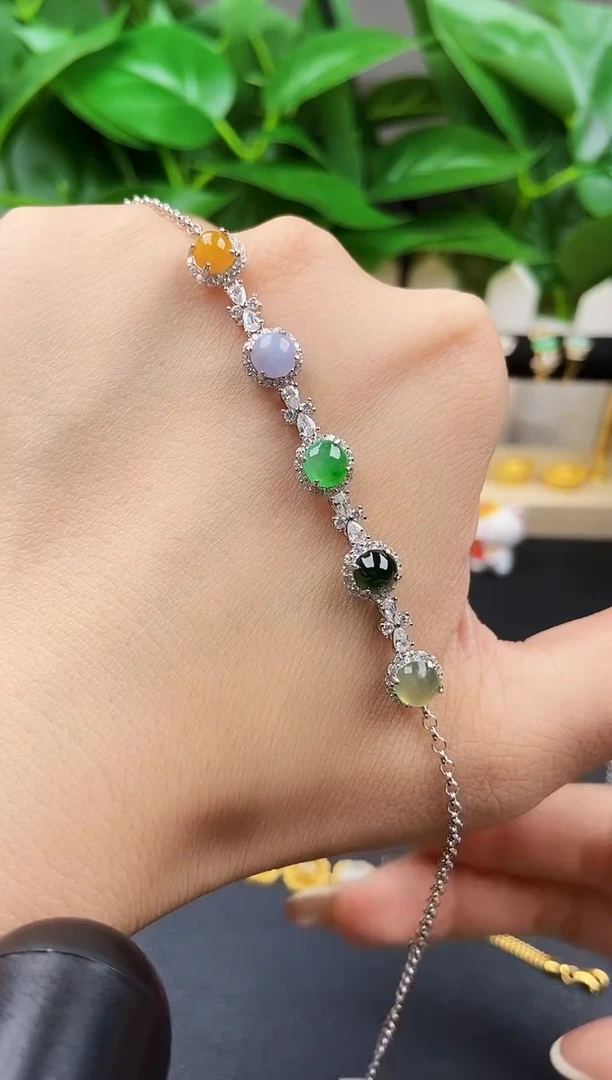 银S925镶嵌手链翡翠12