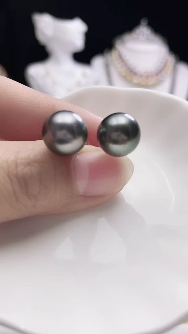 【闪购商品】海水珍珠耳钉银S925镶嵌大溪地珍珠耳钉