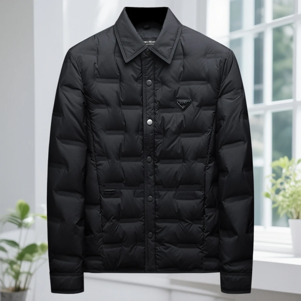 娜罗普西时尚翻领贴标休闲羽绒服男潮牌冬新款男士大码时尚外套潮