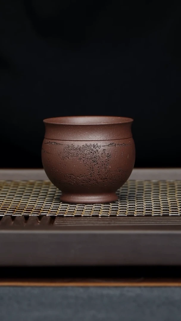 茶杯底槽青山水主人杯黄龙山原矿零添加四号井底槽清纯手工制作