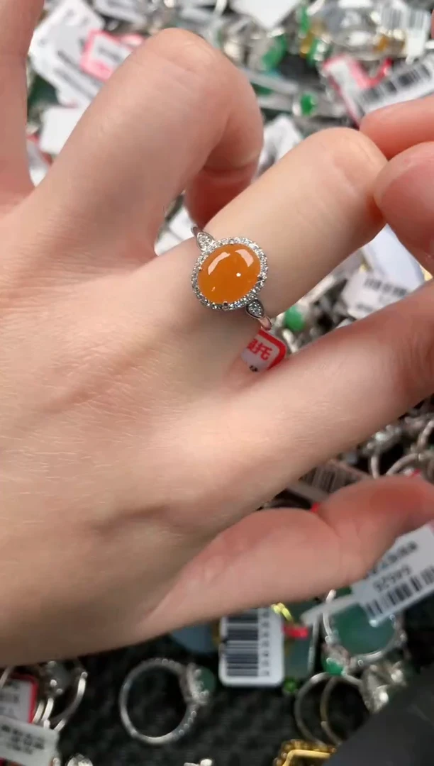 银S925镶嵌戒指翡翠222---7