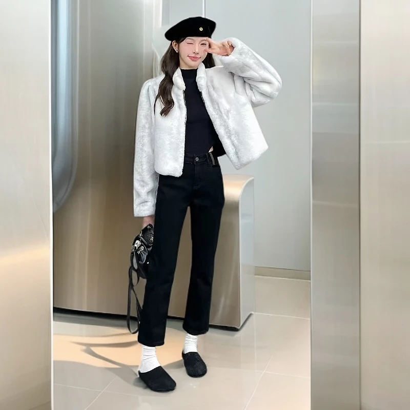 【锦衣服饰】A 67652底抓毛薄绒九分直筒烟管裤