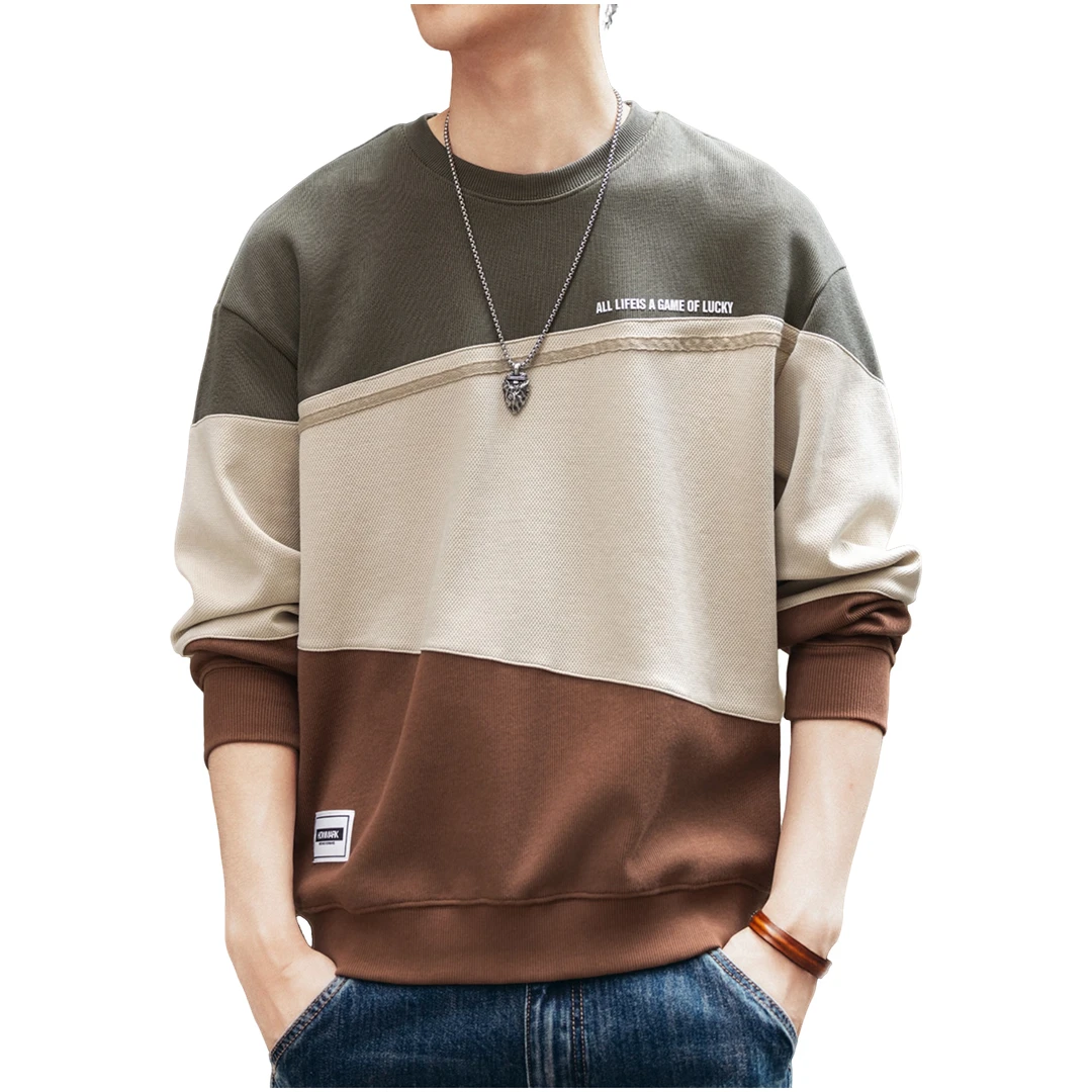 卡因耶查高端美式重磅撞色拼接男士卫衣春秋宽松潮牌长袖打底衫