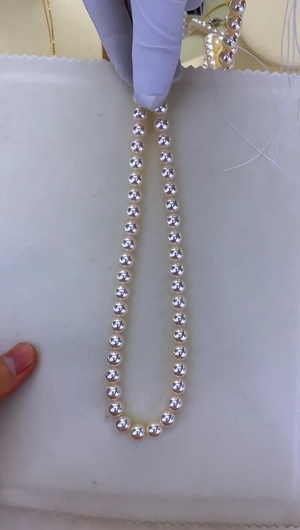 银S925镶嵌DA海水珍珠 GD298 8-8.5 akoya串链