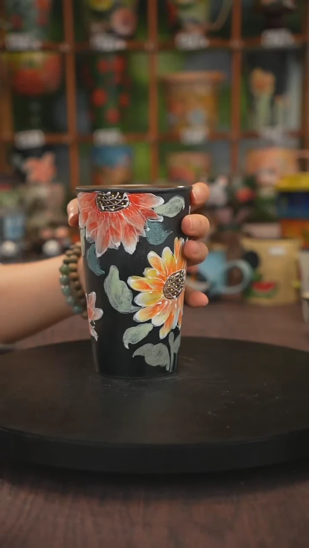 紫砂油画手绘釉下彩