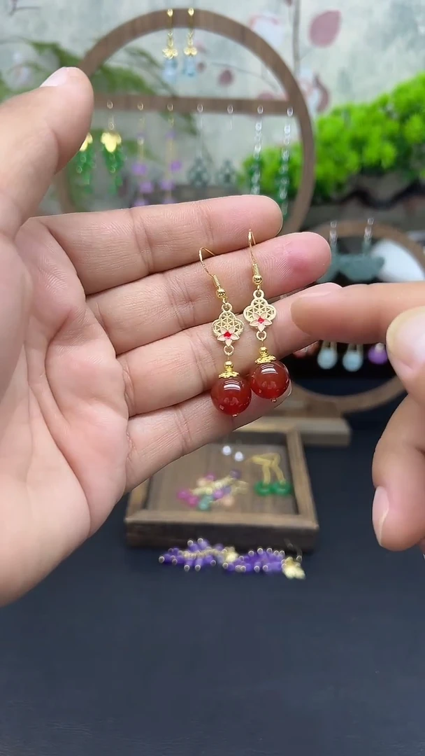 未镶嵌耳钉玛瑙/玉髓308