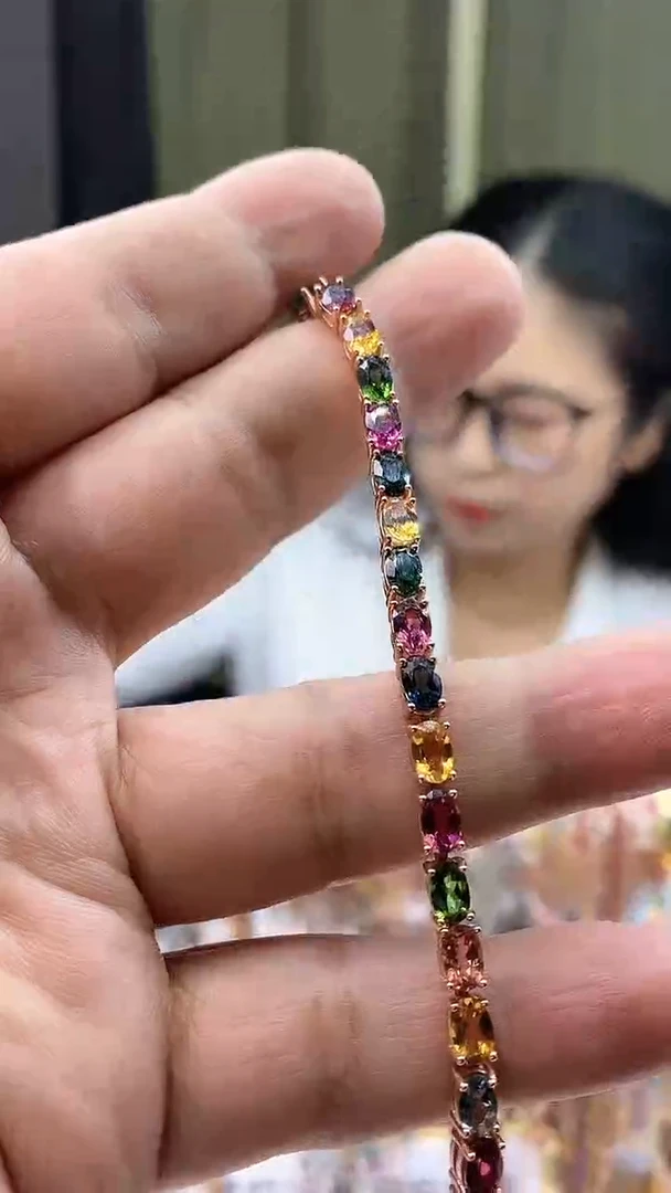 【闪购商品】碧玺手链银S925镶嵌234543354354354