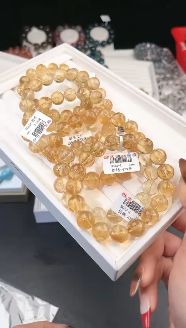 【闪购商品】水晶手链未镶嵌多样性发一黄阿赛12mm