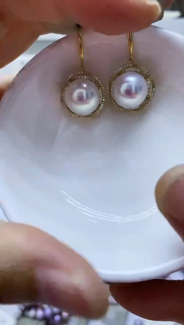 银S925镶嵌淡水珍珠耳饰78