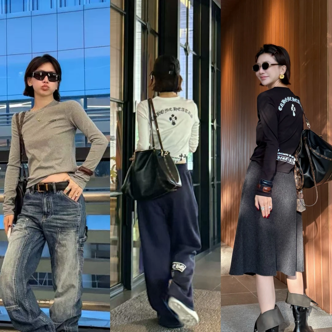 【LULU】美式短款秋冬印花圆领长袖T恤 SWT13062