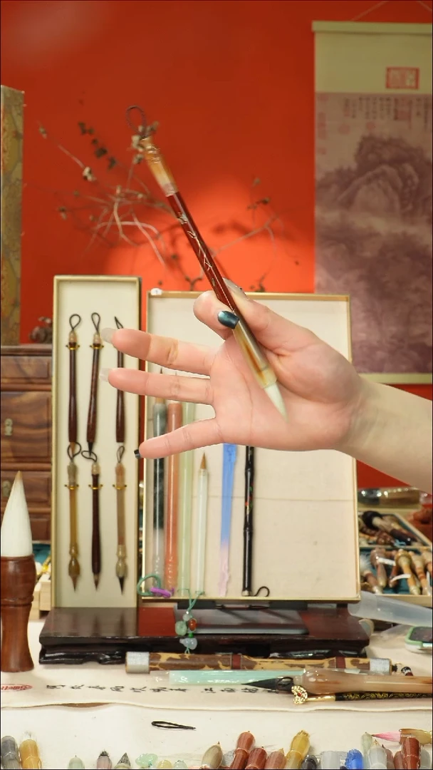 443号闪孤品高货毛笔链接 清水试笔 蘸墨不退