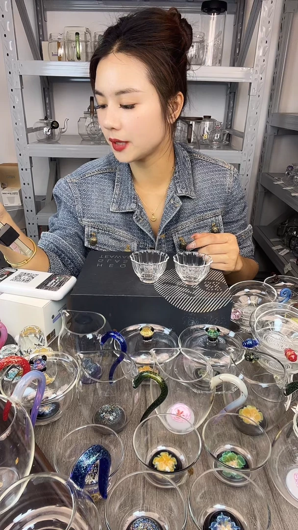 手工艺品玻璃禾器 乐妍杯一对