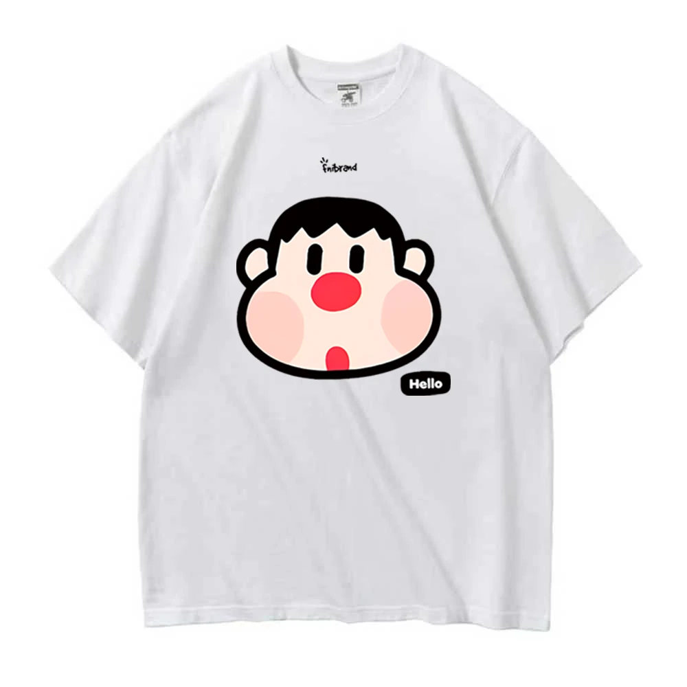 【短袖-纯白胖虎】oversize重磅短袖宽松纯棉打底直喷T恤英伦雅痞风