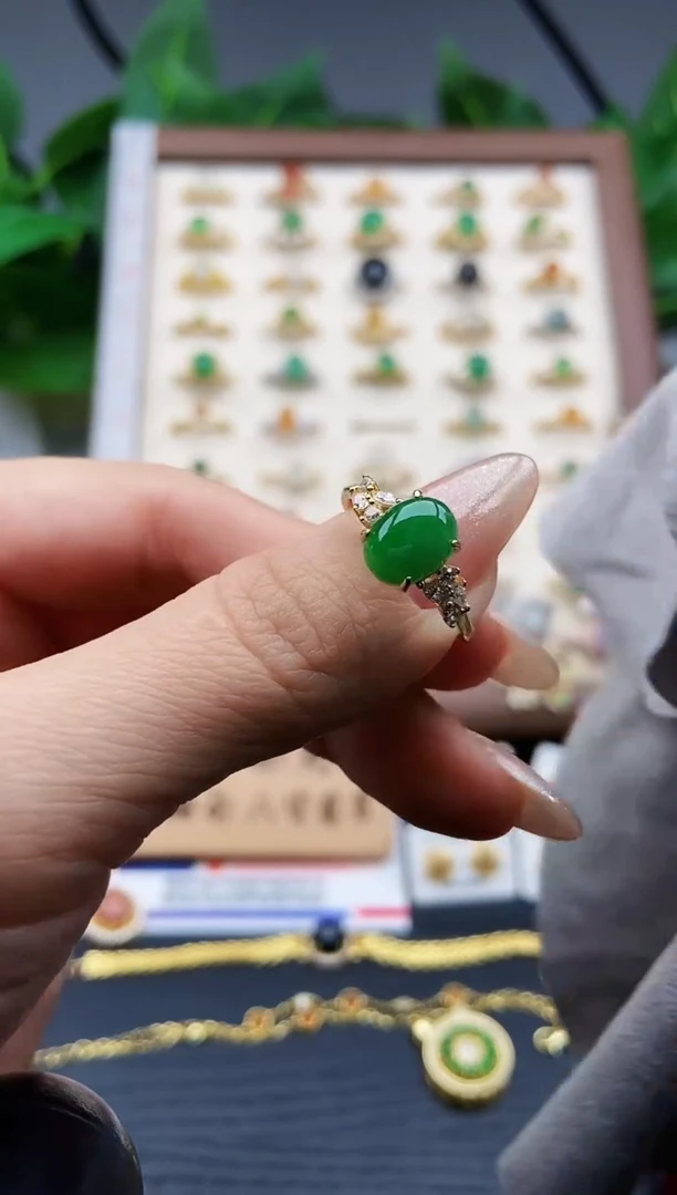 银S925镶嵌戒指翡翠12