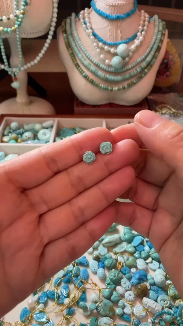 未镶嵌南红玛瑙珠宝奇石7mm+玫瑰花耳钉