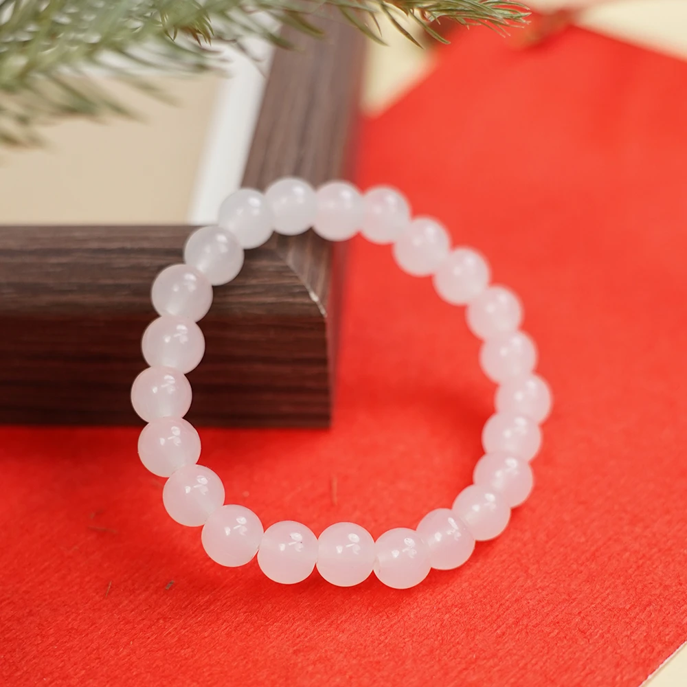 冰透白手串弹力绳手链国风文艺简约